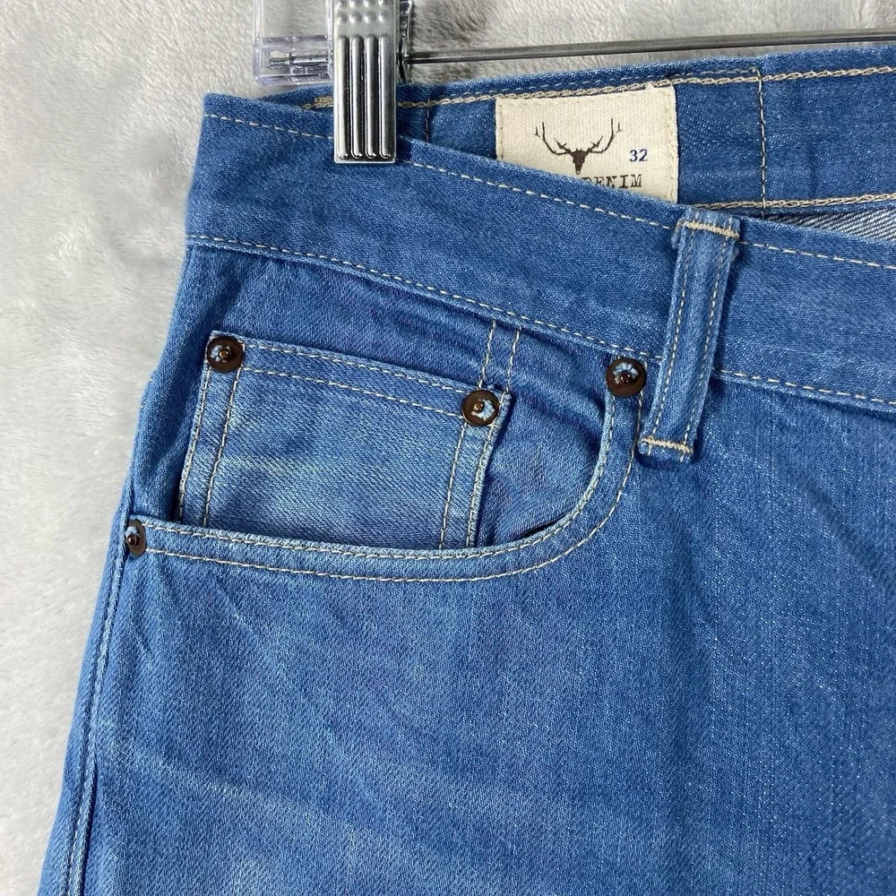 Nama Denim Jeans Mens 32x34 Japanese Selvedge Slim Straight Fit Blue Button Fly